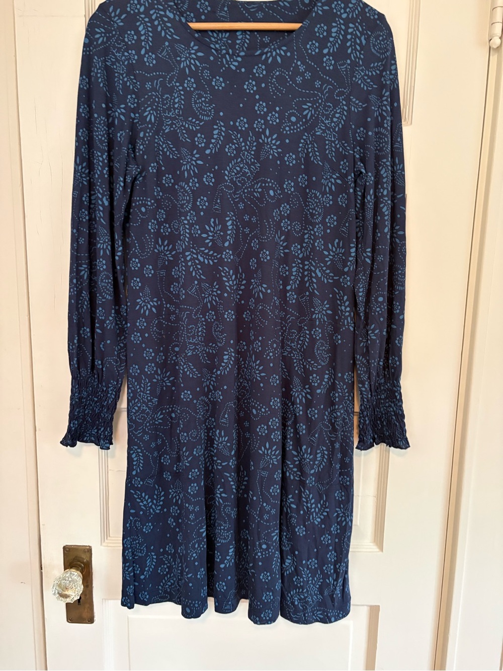 Gudrun Sjõdén Dress. Dark Blue Botanical Midi Dress. Medium. Scandinavian Design